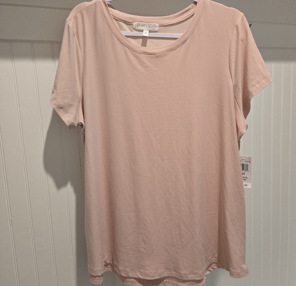 Planet Gold Ash Pink Essential Knit Tee – Size 2X, NWT - Picture 5 of 6